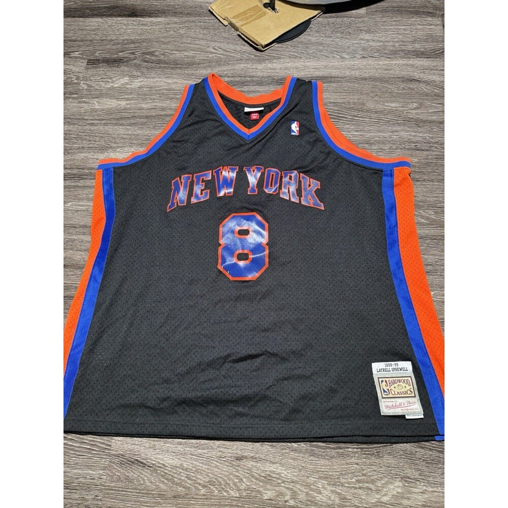 Mitchell And Ness New York Knicks Sprewell Jersey Mens 4XL Black Orange NBA